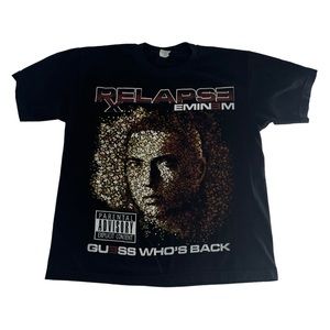 VTG Eminem Shirt Men Large Black‎ 90s Y2K Rap Tee Confert Relapse Guess Who Back